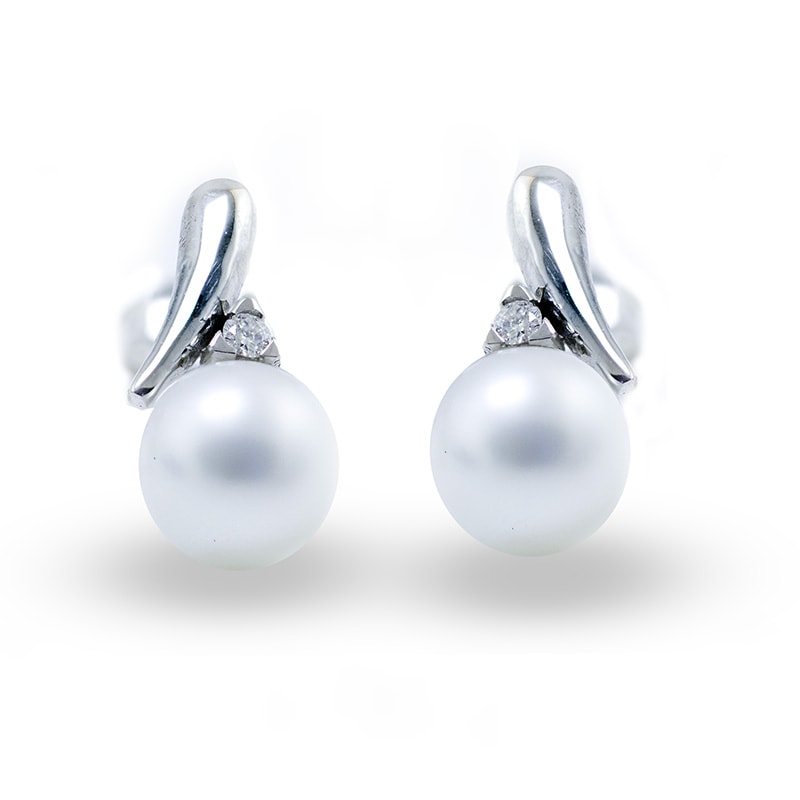 orecchini oro bianco perla