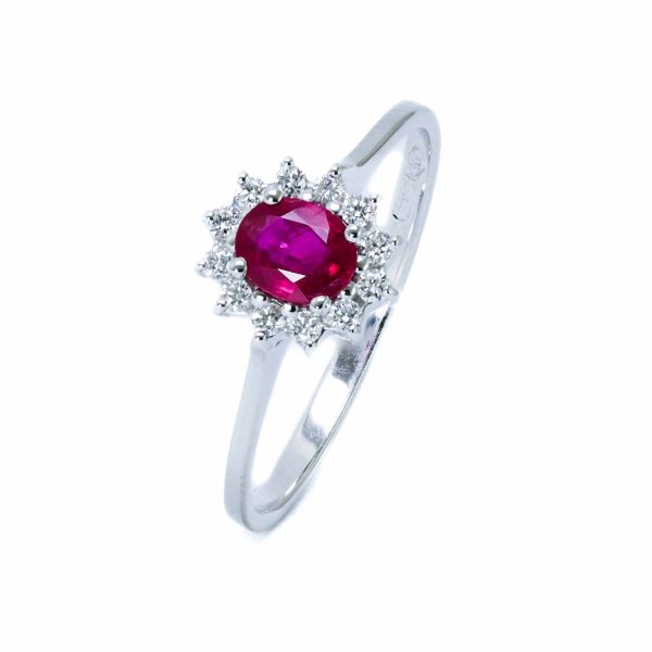 Anello Margherita con Rubino e Diamanti - anello in oro 9 carati